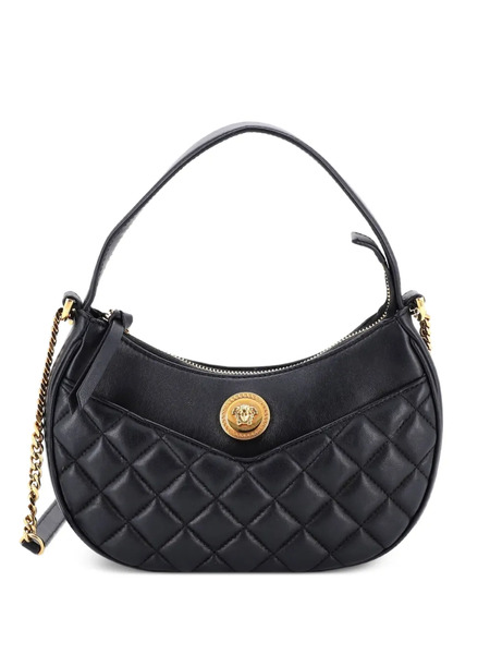  Versace Pre-owned Medusa Half Moon Bag Quilted Leather Shoulder Bag - Black 