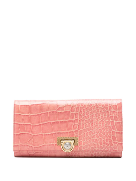  Versace Pre-owned 1990s Croc-embossed Clutch Bag - Pink 