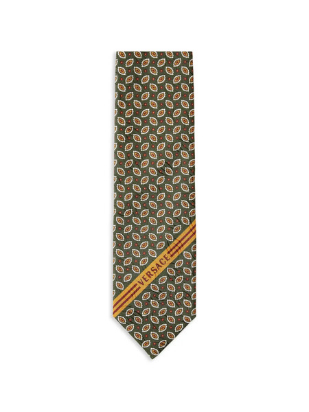  Versace Printed Jacquard Silk Tie - Green 