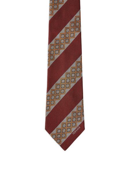  Versace Printed Jacquard Silk Tie - Red 
