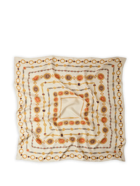  Versace Printed Silk Twill Scarf 90 Cm - Neutrals 
