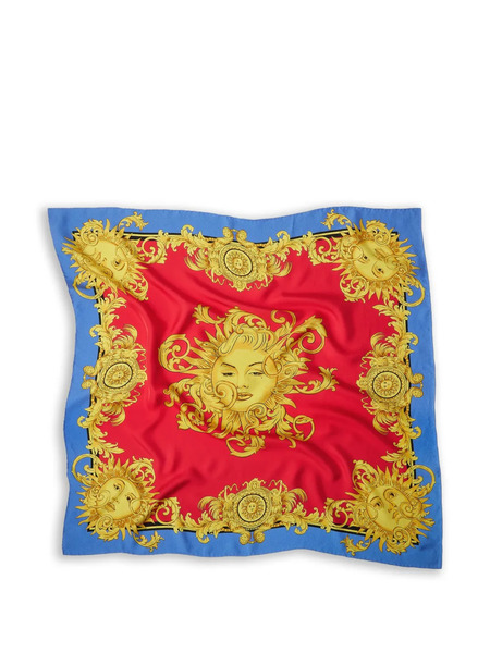  Versace Printed Silk Twill Scarf 90 Cm - Red 