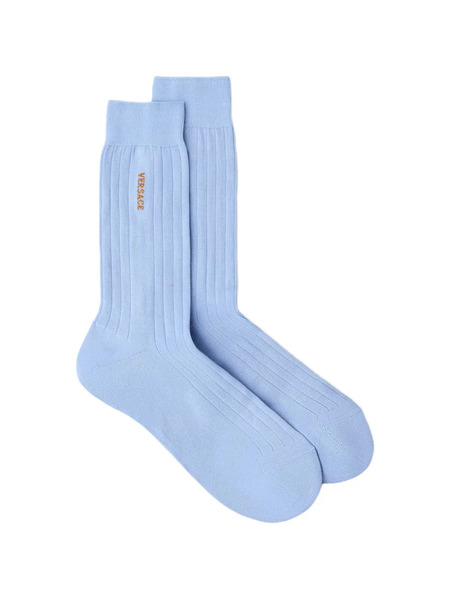  Versace Ribbed Logo Socks - Blue 