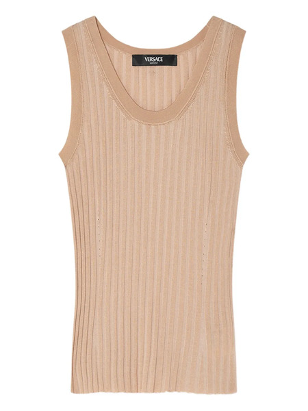  Versace Ribbed Sleeveless Top - Neutrals 