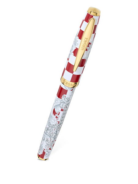  Versace Roller Baroque Check-pattern Pen - Red 