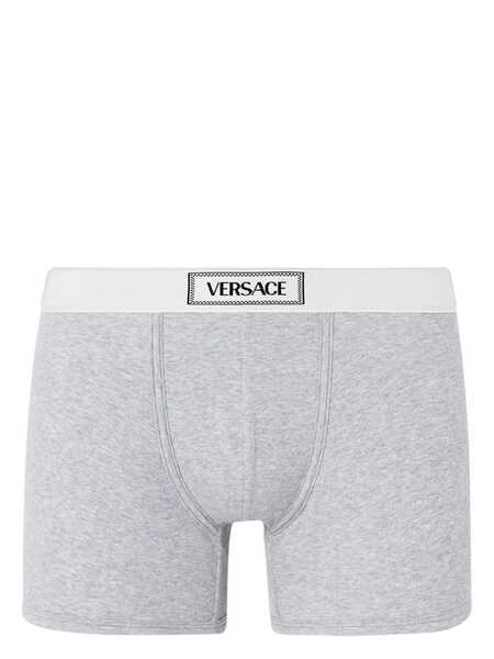  Versace 90s Logo Ribbed Boxers - Grey 