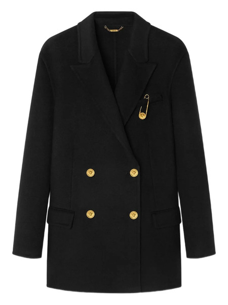  Versace Safety-pin Double-breasted Coat - Black 