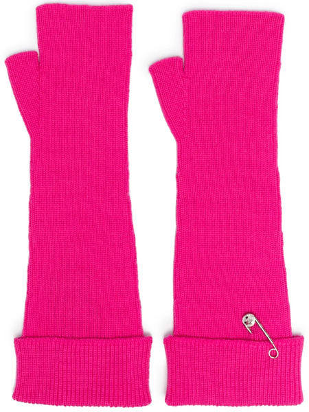  Versace Safety-pin Knitted Fingerless Gloves - Pink 