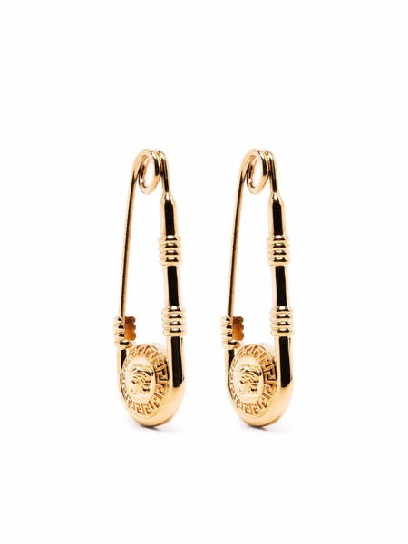  Versace Safety-pin Medusa Earrings - Gold 