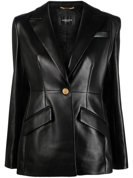  Versace Single-breasted Leather Blazer - Black 