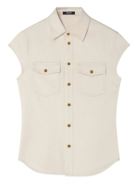  Versace Sleeveless Denim Shirt - Neutrals 