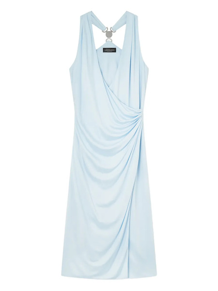  Versace Sleeveless V-neck Midi Dress - Blue 