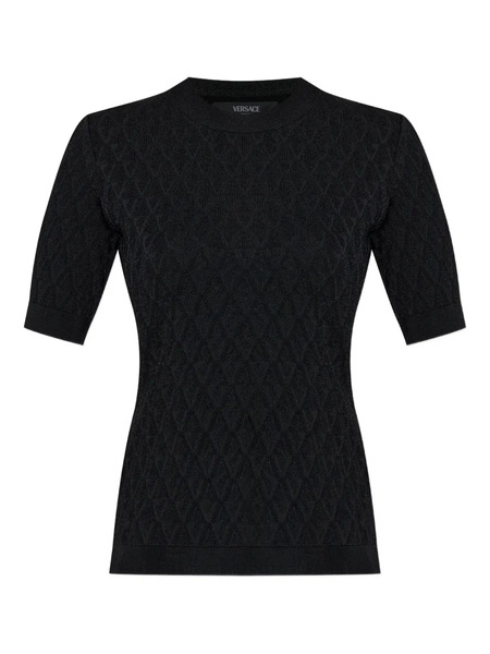  Versace Textured Short-sleeve Top - Black 