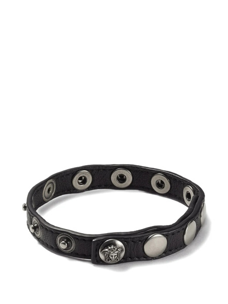  Versace The Spike Leather Bracelet - Silver 