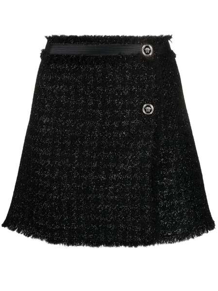  Versace Tweed Wrap Miniskirt - Black 