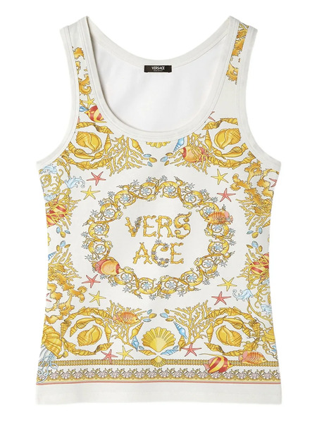  Versace Underwater Barocco Tank Top - White 