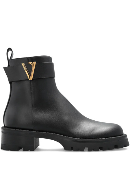  Versace V-ankle Buckle-detail Boots - Black 