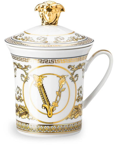  Versace Virtus Gala Porcelain Lid Mug - Neutrals 
