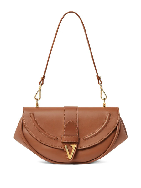  Versace Virtus Leather Shoulder Bag - Brown 