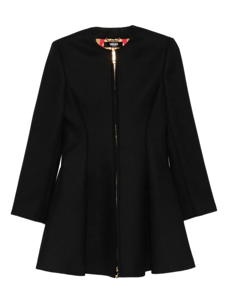  Versace Zip-front Flared Coat - Black 