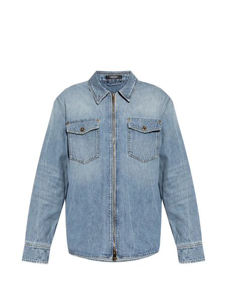  Versace Zipped Chest-pockets Shirt - Blue 