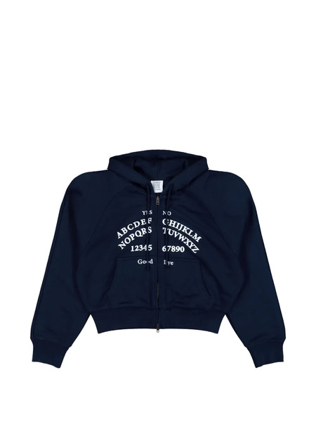  Vetements Alphabet-print Zip-up Hoodie - Blue 