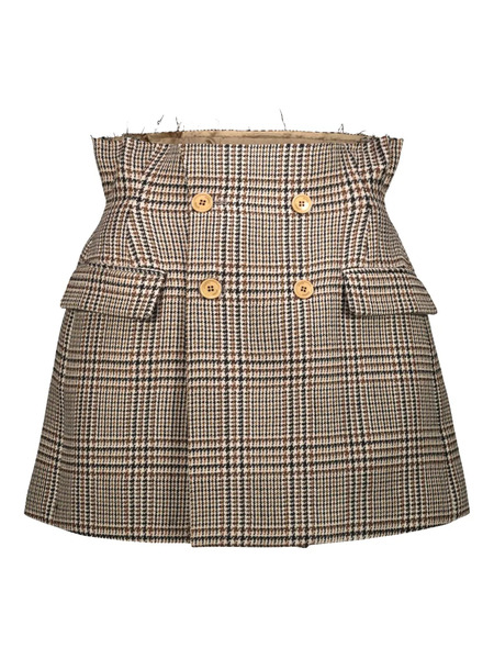  Vetements Double-breasted Houndstooth Mini Skirt - Neutrals 