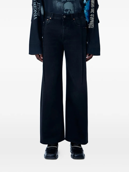  Vetements Five-pocket Distressed-finish Jeans - Black 