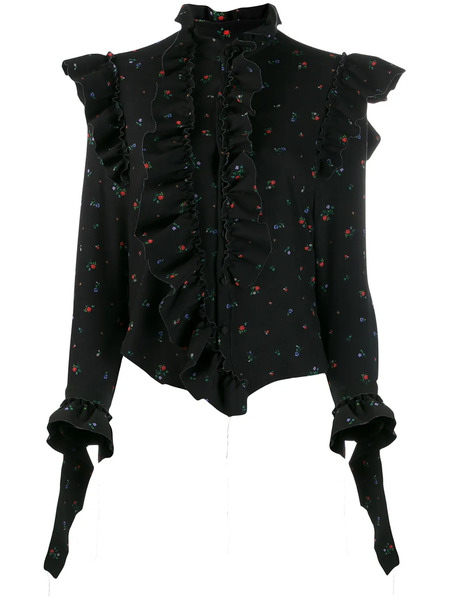  Vetements Floral Print Ruffled Shirt - Black 