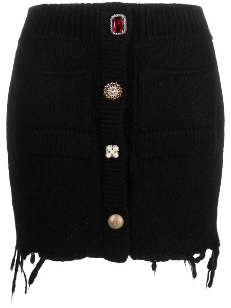  Vetements Knitted Rhinestone-embellished Miniskirt - Black 