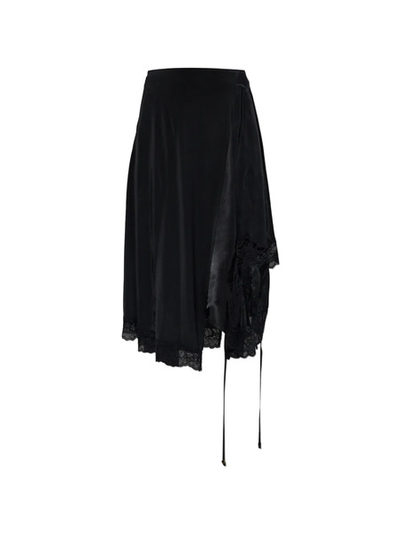  Vetements Lace-trim Asymmetric Skirt - Black 