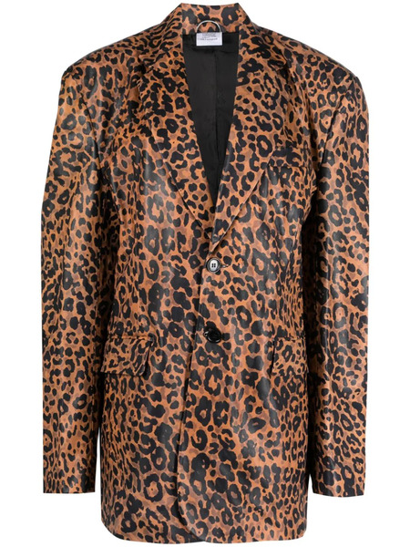  Vetements Leopard-print Leather Blazer - Brown 