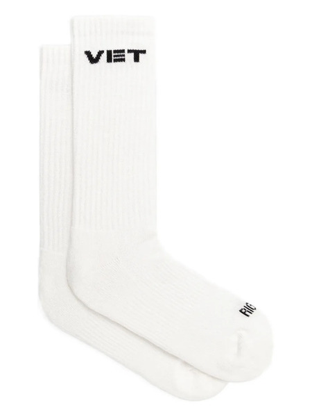  Vetements Logo-detail Ribbed-knit Socks - White 