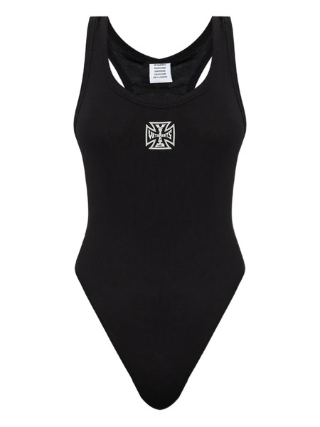  Vetements Logo-embroidered Bodysuit - Black 