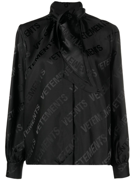  Vetements Logo-jacquard Button-up Shirt - Black 