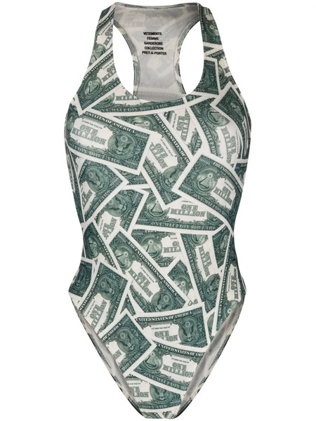  Vetements Million Dollar Print One-piece Swimsuit - Green 