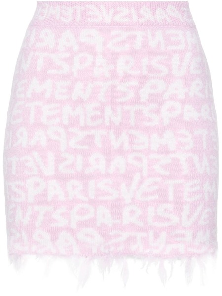  Vetements Monogram-jacquard Merino Miniskirt - Pink 