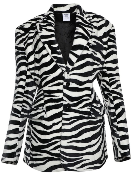  Vetements Oversize-shoulder Zebra-print Blazer - White 