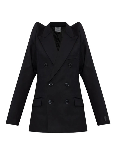  Vetements Padded-shoulder Double-breasted Jacket - Black 