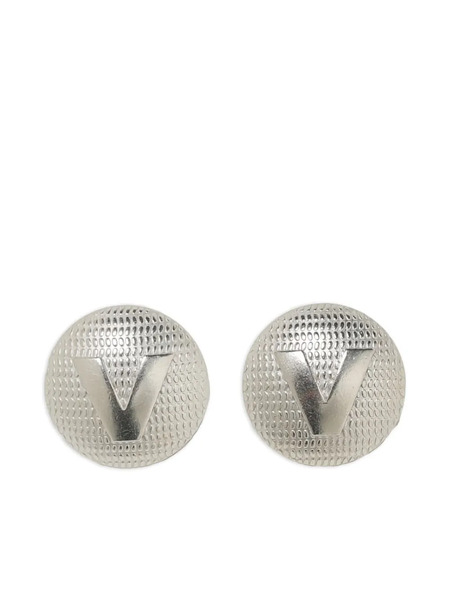  Vetements V-button Brass Earrings - Silver 