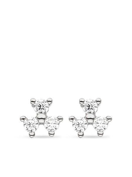  Veynou 14kt White Gold Fleur Diamond Stud Earrings - Silver 