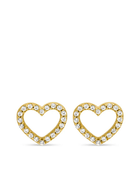  Veynou 14kt Yellow Gold Heart Diamond Stud Earrings 