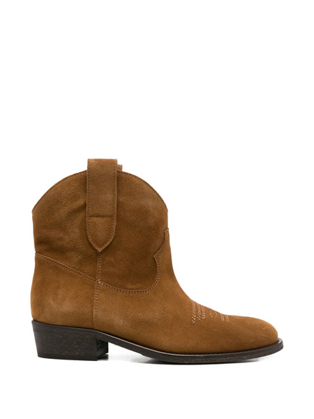  Via Roma 15 Embroidered Leather Boots - Brown 