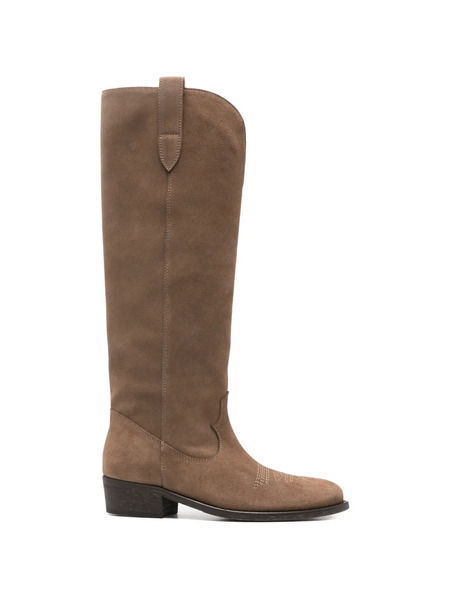  Via Roma 15 Embroidered Suede Boots - Brown 