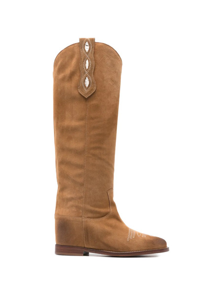  Via Roma 15 Embroidery Panel Boots - Brown 