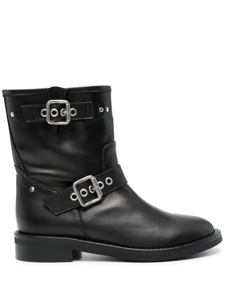  Via Roma 15 Leather Ankle Boots - Black 