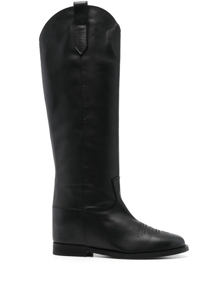  Via Roma 15 Leather Boots - Black 