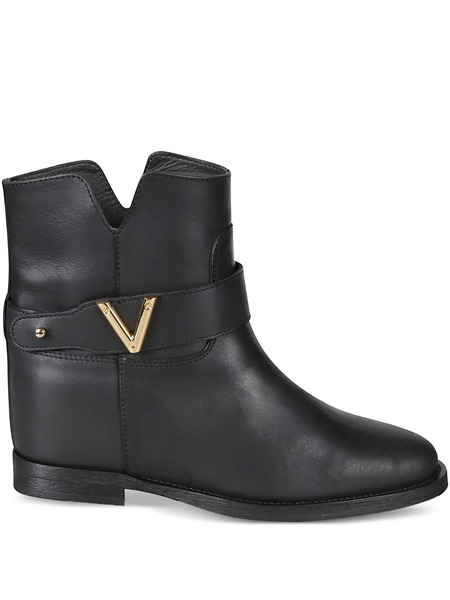  Via Roma 15 Strap Leather Boots - Black 