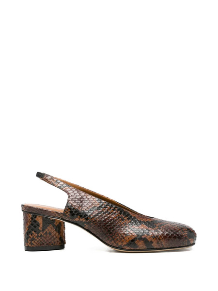 Vic Matie Caguas Reptile-effect Slingback Pumps - Brown 