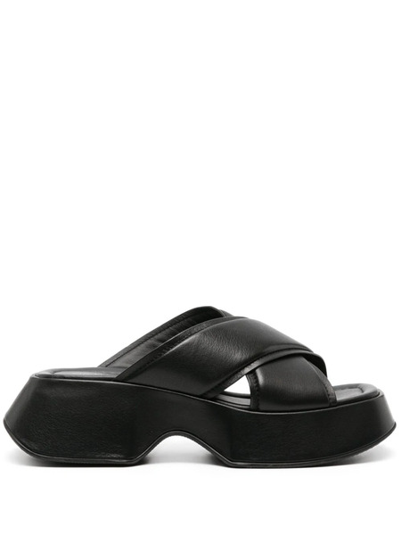  Vic Matie Crossover-strap Leather Slides - Black 
